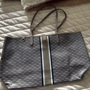 Tory Burch Gray Structured Tote Bag